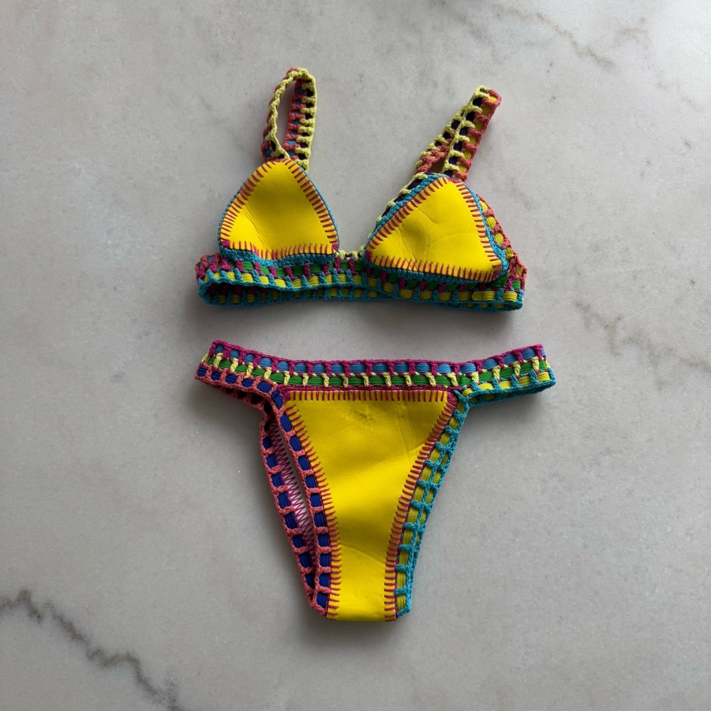 Colorful WOMENS Bikini with Crochet Trim— INTERCHANGEABLE